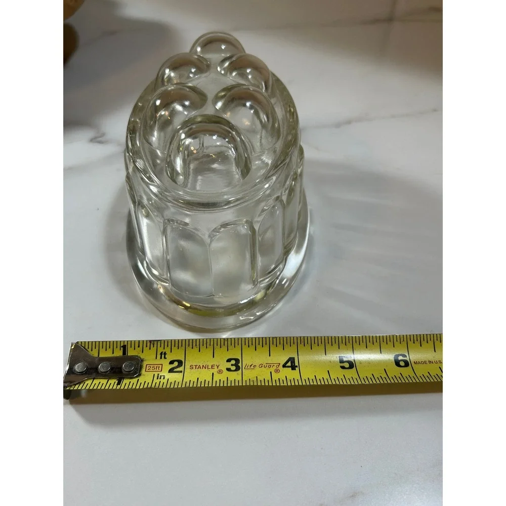 Vintage Clear Pressed Glass Oval Jelly Butter Mold Fluted‎ Bubble Top Farmhouse